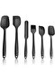 High Quality Heat Resistant Fireproof Non Stick Silicone Spatula Set 6 Pieces Black Color