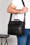 Men's Genuine Leather Steel Case Shoulder and Hand Bag Battal Size - Black - 3