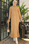 23009 Frilly Knitwear Dress Camel - 6