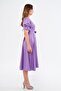Lilac Double Breasted Collar Gathered Short Sleeve Sleeves Elastic Belted Midi Length Dress - 6