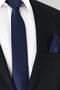 Navy Blue Cufflinks Hand Made Slim 6 cm Micro Satin Tie Handkerchief Boxed Gift Set - 3