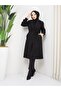 KMKKOMBİN WOMEN'S BUTTONLESS BELTED SLEEVE CUFFED CACHET COAT