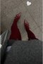 Claret Red Patent Leather Women's 3-Stripes Heeled Shoes - 2