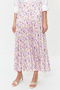 Powder Floral Print Pleated Elastic Waist Woven Skirt TCTSS23EE00018 - 5