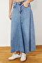 Mavi Volanlı Dikiş Detaylı Yüksek Bel Maxi Denim Etek TWOSS24ET00012 - 10