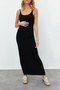 Black Strappy Maxi Knitted Dress TEDAW24EL00001 - 2
