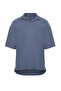 Indigo Oversize/Geniş Kesim Dokulu Ottoman Polo Yaka T-Shirt TMNSS23PO00020 - 9