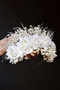 Glass Beaded White Rose Feather Princess Bridal Henna Crown