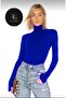 Women's Cobalt Blue Body Turtleneck Fingered Silk Jersey Body