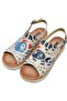 Women's Vegan Leather Beige Thick Sole Sandals - Fish Love Design