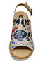 Women's Vegan Leather Beige Thick Sole Sandals - Fish Love Design - 8