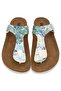 Women's Vegan Leather Blue Flip Flops - Somewhere In Time Design - 7