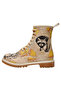 Women's Vegan Leather Beige Long Boots - Raccoon Design