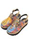 Women's Vegan Leather Orange Thick Sole Sandals - India Design - 3