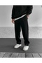 Black Baggy Cut Wide Leg 3 Thread Cotton Sweatpants Ç1