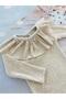 Baby Girl Melted Beige Ruffled Collar Baby Bodysuit with Snap Fasteners - 2