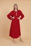 Women's Burgundy long sleeve full length Burgundy woven dress - 6