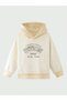 1975 Cotton Kids Sweatshirt - Beige Printed Girl's Boy's Winter Pocket Hoodie - 2
