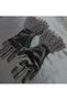 Gülfem polka dot ruffle velvet bridal gloves black - 3
