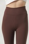 Women's Brown High Waist Ribbed Lycra Leggings - 2