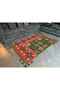 Mira 1143 Green Pink Ethnic Flower Themed Fringed Woven Base Carpet - 3