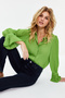 Khaki Spanish Sleeve Detailed Regular Fit Woven Shirt Twoaw22Go0487 - 6