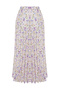 Powder Floral Print Pleated Elastic Waist Woven Skirt TCTSS23EE00018 - 8