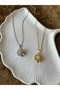 Snowflake Themed Zircon Stone Rotating Steel Necklace - 3