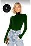 Women's Body Emerald Green Turtleneck Finger Slip Imported Jersey Body