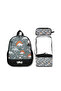 Ümit Bag Black Gray Dinosaur Kindergarten Bag - Lunch and Pencil Bag Set