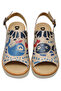 Women's Vegan Leather Beige Thick Sole Sandals - Fish Love Design - 2