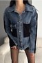 Women's Standard Size Knitwear Detailed Denim Jeans Jacket - 5