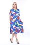 Women's Plus Size Skirt Ruffle Pocket Viscose Fabric Stretchy Short Sleeve Dress - 4