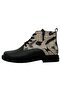 Women's Vegan Leather Black Ankle Boots - Letters For Lovers Design - 3