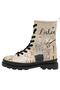 Women's Vegan Leather Beige Zippered Long Boots - Lisbon Design - 3