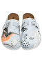 Women's Vegan Leather Blue Slippers - Birds Chirping Design - 2