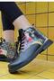 Women's Vegan Leather Black Ankle Boots - Artsy Cat Collage Design - 3