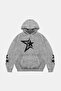 Washable White 816 Stars Printed Oversize Unisex Hoodie