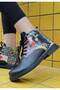 Women's Vegan Leather Black Ankle Boots - Artsy Cat Collage Design