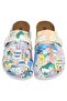 Women's Vegan Leather Beige Slippers - Stunning Sunset Design - 7