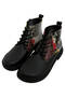 Women's Vegan Leather Black Ankle Boots - Artsy Cat Collage Design - 4
