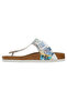 Women's Vegan Leather Blue Flip Flops - Somewhere In Time Design - 6