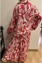 Women's Patterned Comfortable Cut Colorful Buttoned Top and Bottom Set