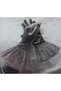 Gülfem polka dot ruffle velvet bridal gloves black - 5