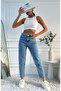 Mom snow High waist DENIM PANTS - 3