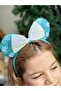 Disney minnie mouse luxury sequined bow snowflake crown with mini mouse ears children's crown turquoise blue - 3