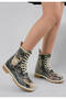 Women's Vegan Leather Black Long Boots - Owls Family Design