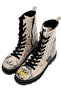 Women's Vegan Leather Beige Zippered Long Boots - Lisbon Design