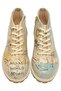 Women's Vegan Leather Beige Zippered Short Boots - Around The World Design - 7