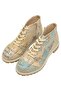 Women's Vegan Leather Beige Zippered Short Boots - Around The World Design - 3